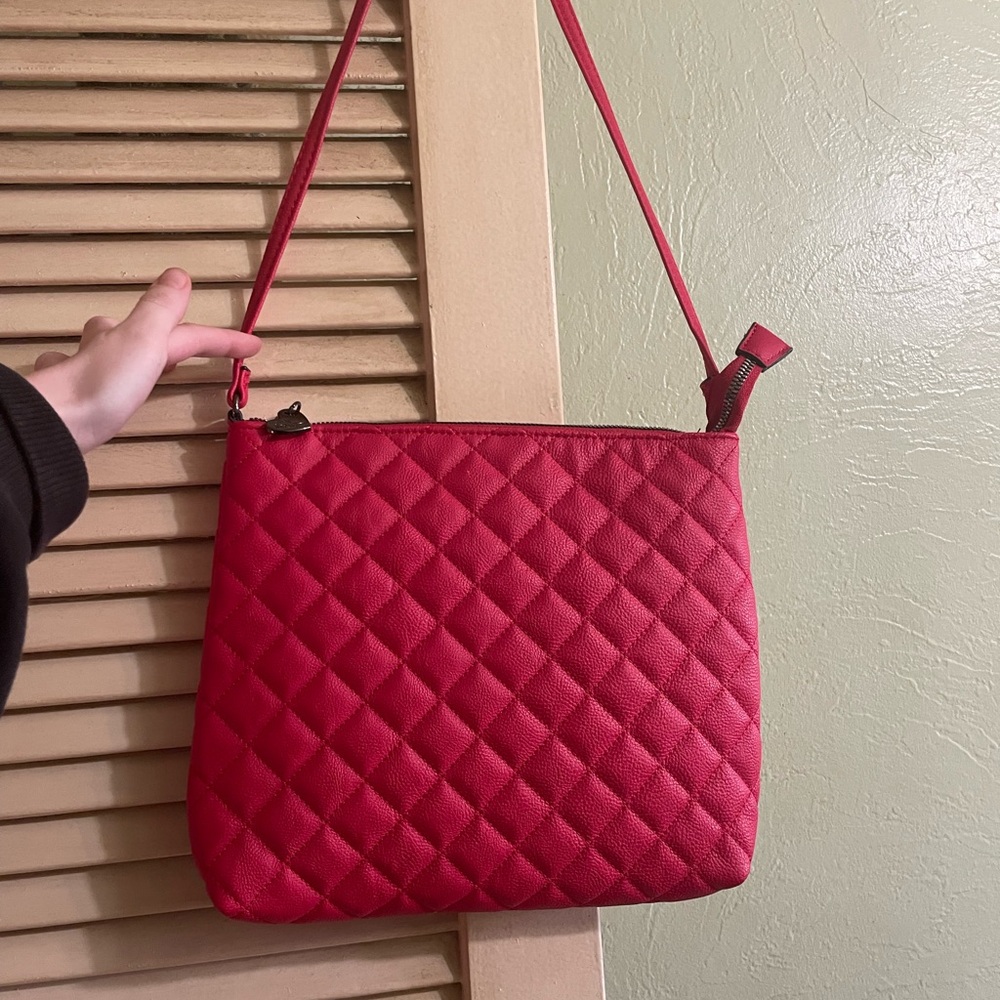 Betsey Johnson Vibrant Red Quilted Shoulder Bag